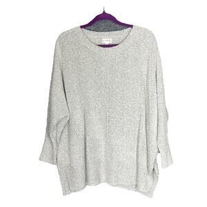 Womens Sweater X-Large loose knit Soft Tunic Gray Side Slit Classic Loose Cozy